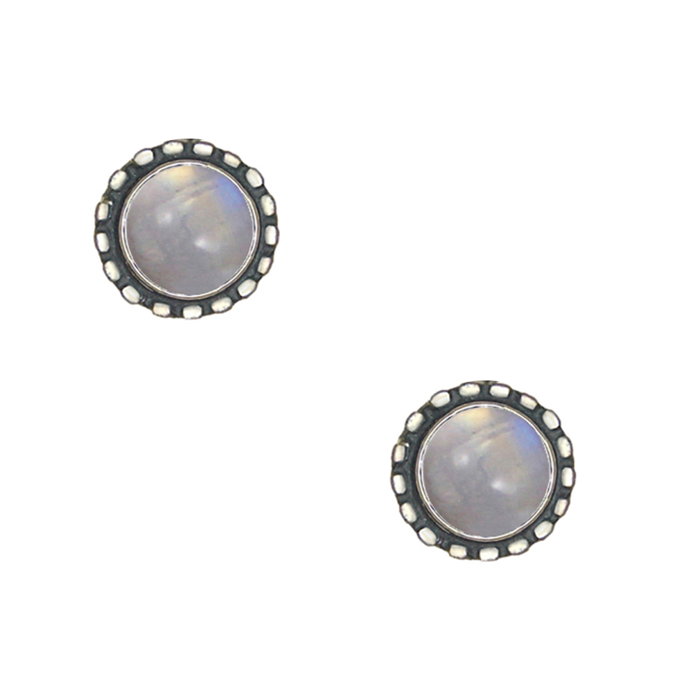 Sterling Silver Petite Rainbow Moonstone Post Stud Earrings